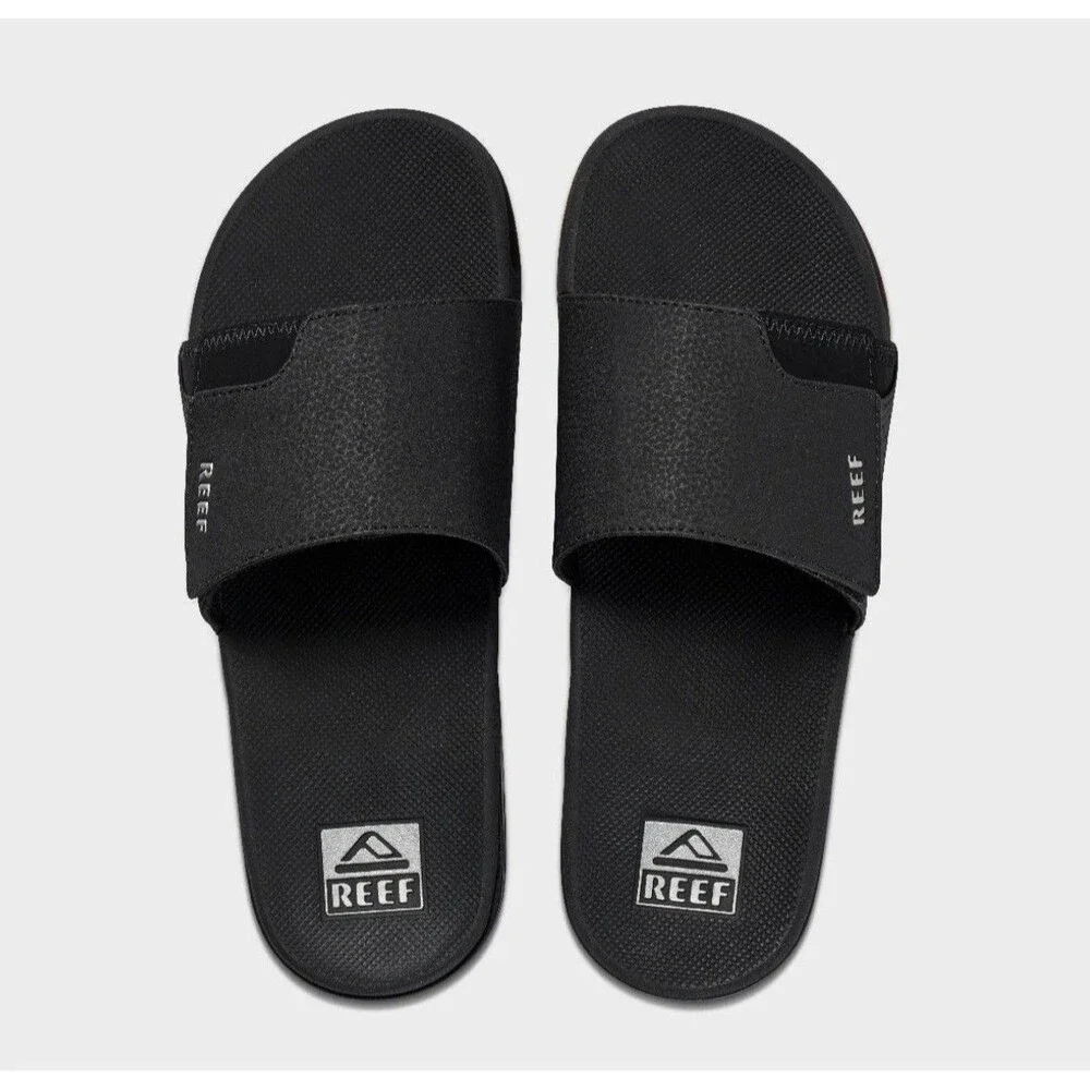 REEF Men's Fanning Slide Bottle Opener Regular Sandal - Black NWT Size 7